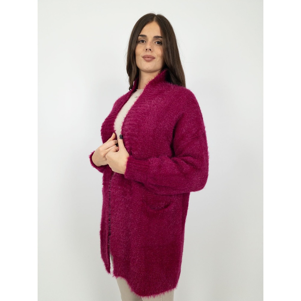 Rachel Roy purple muave long cardigan fuzzy soft cozy open front S work office